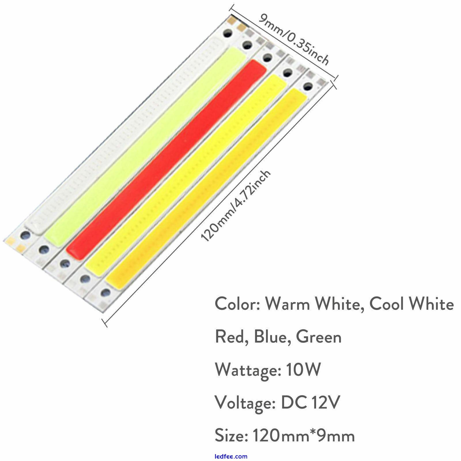 10W LED Light COB Strip Bulb 12V LED Panel Lamp Warm Cold White 120x10mm Chips 0 