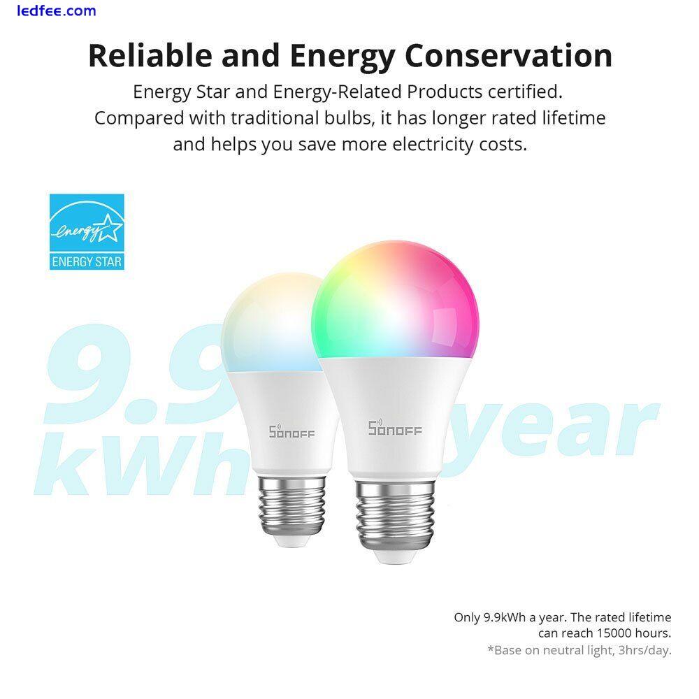 SONOFF 9W LED WIFI Smart Light Bulb Dimmable Lamp For Alexa Google Home E27/E26 2 