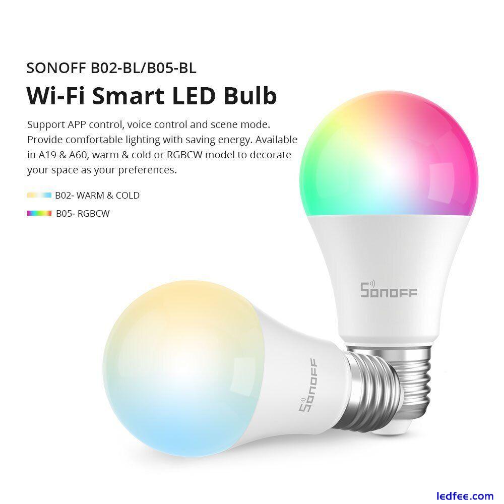 SONOFF 9W LED WIFI Smart Light Bulb Dimmable Lamp For Alexa Google Home E27/E26 0 