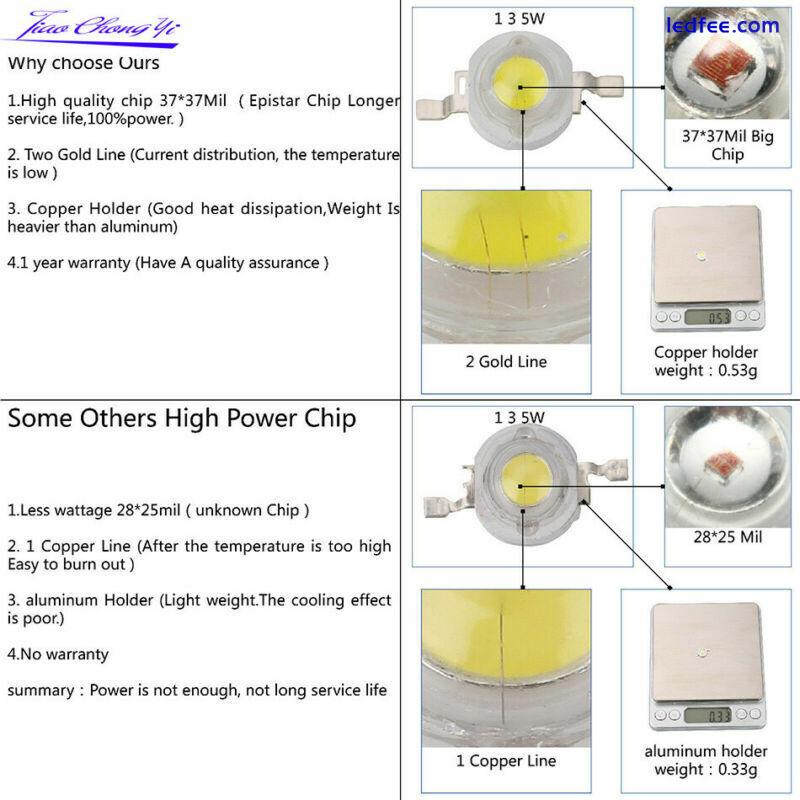 3W 5W Watt High Power LED 45MIL White UV Red Blue Green Lamp Bulb light DIY 5 