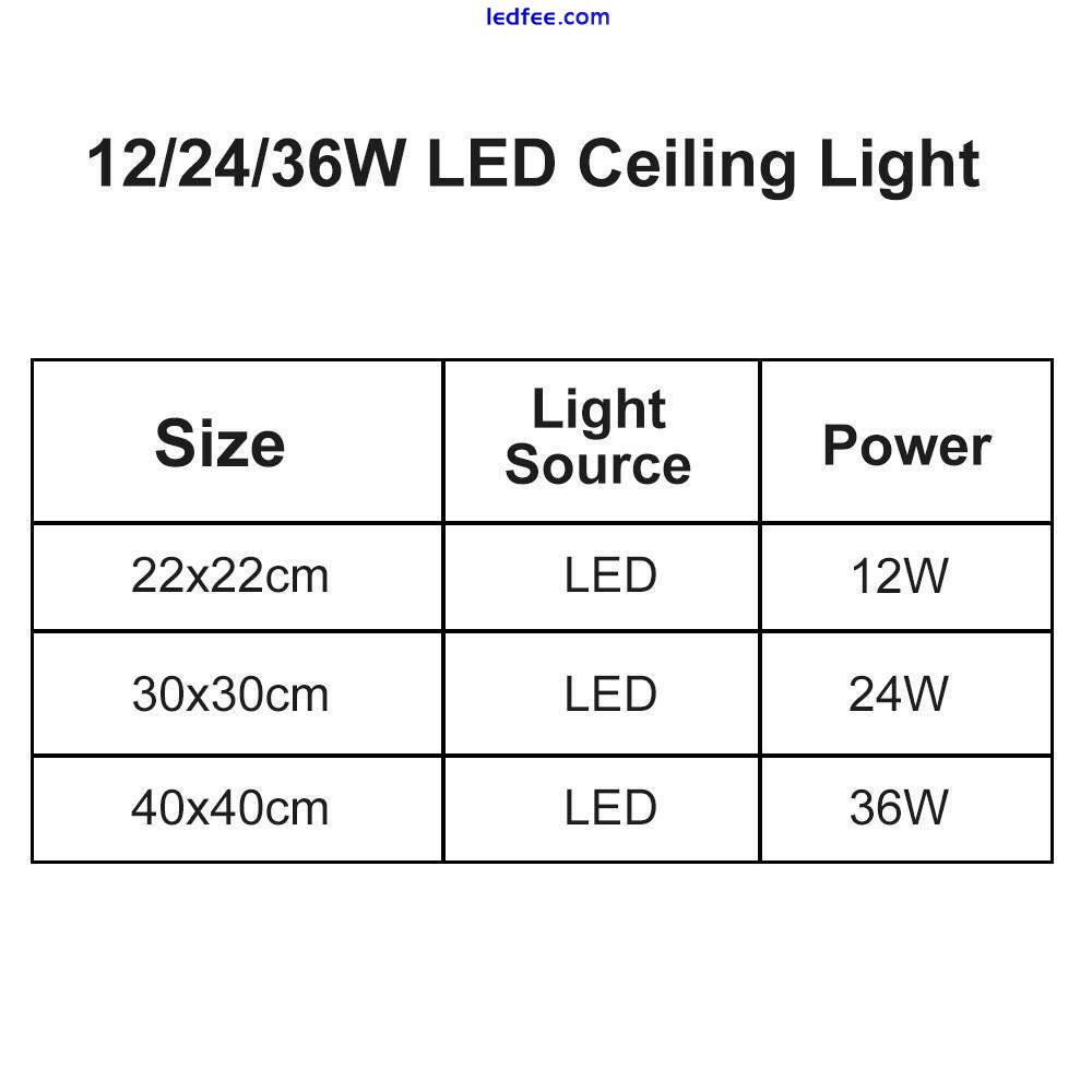 Modern LED Ceiling Light Square Panel Down Lights Bathroom Kitchen Bedroom Lamp 3 