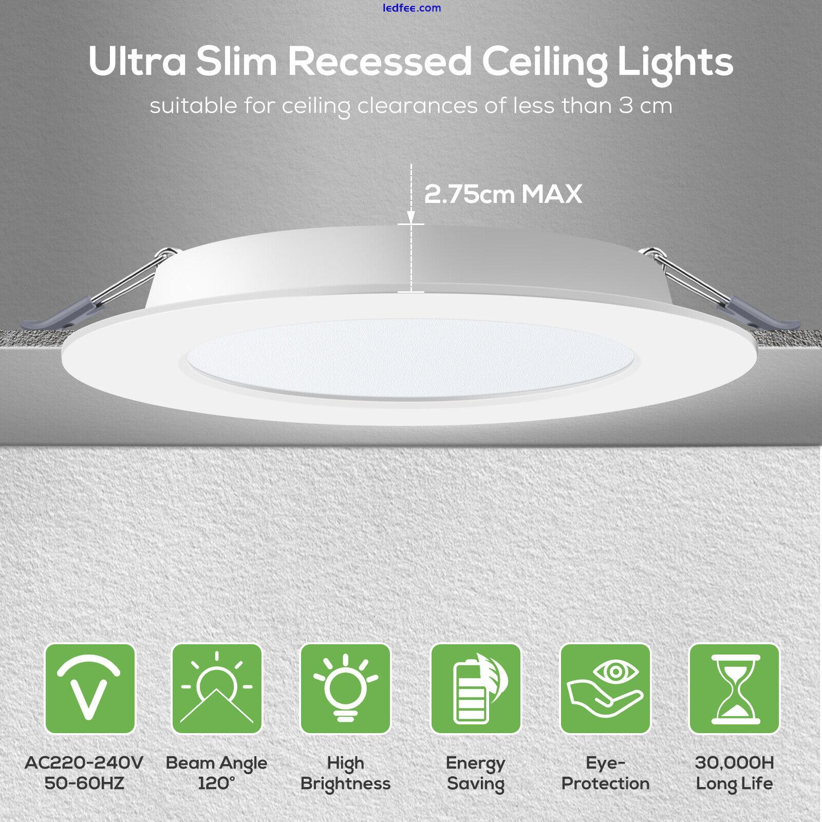 LED Ceiling Light Recessed Ultra Slim Panel Down Lights Round Bathroom Spot Lamp 0 