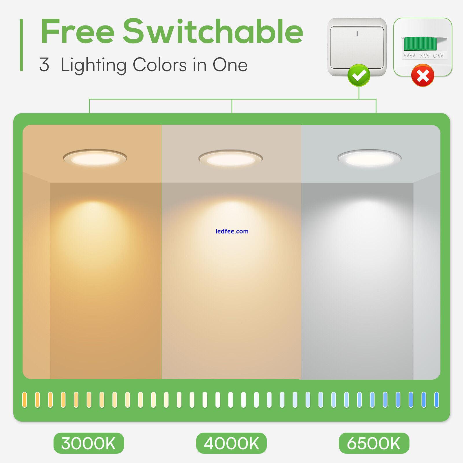 LED Ceiling Light Recessed Ultra Slim Panel Down Lights Round Bathroom Spot Lamp 2 