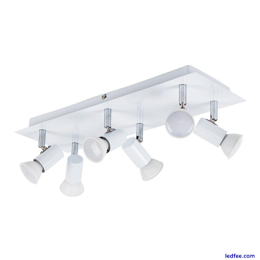 6 Way Ceiling Spot Light Fitting LED GU10 Adjustable Kitchen Spotlight Bar Lamp 3 
