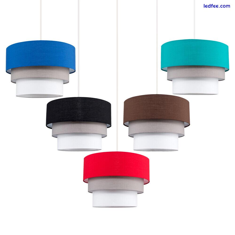 Fabric Ceiling Pendant Light Shade Lampshade Tiered Bedroom Living Room Lamp LED 0 