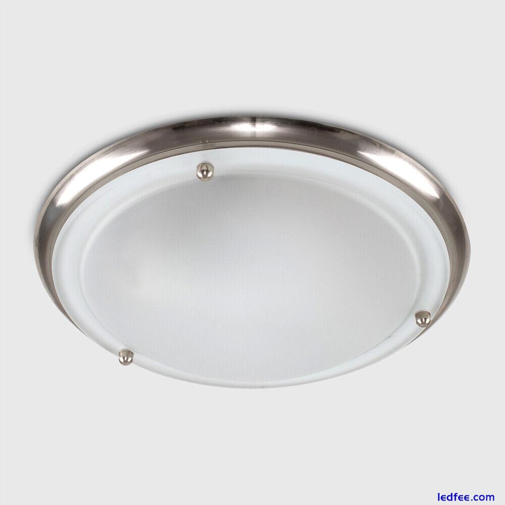 Bathroom Ceiling Lights Metal IP44 Round Glass Shades Flush Fitting Living Room 2 