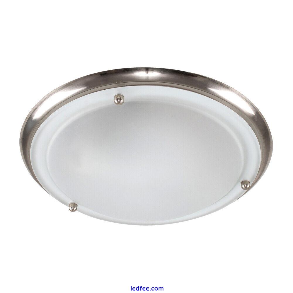 Bathroom Ceiling Lights Metal IP44 Round Glass Shades Flush Fitting Living Room 1 