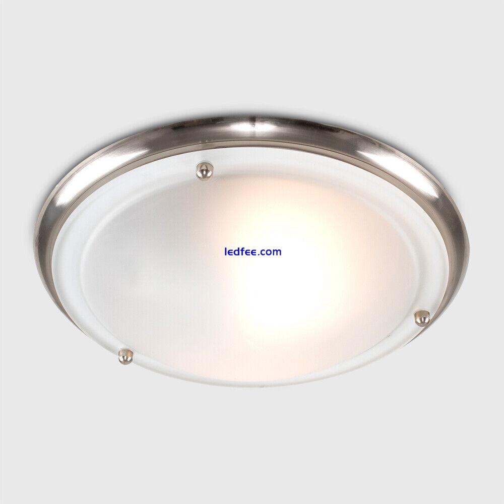 Bathroom Ceiling Lights Metal IP44 Round Glass Shades Flush Fitting Living Room 3 