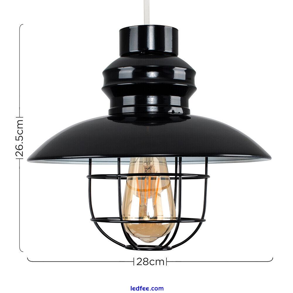 Industrial Metal Ceiling Pendant Light Shade Easy Fit Lampshade Kitchen LED Bulb 3 