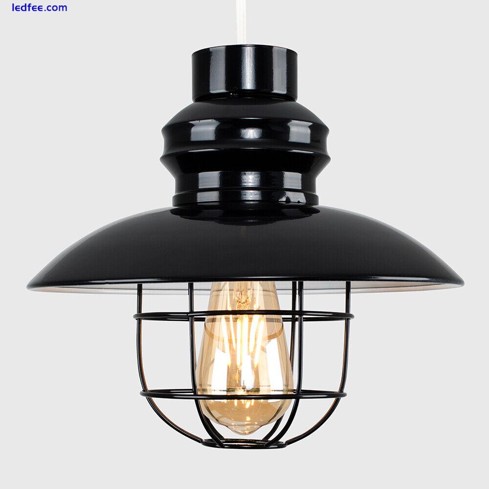 Industrial Metal Ceiling Pendant Light Shade Easy Fit Lampshade Kitchen LED Bulb 2 