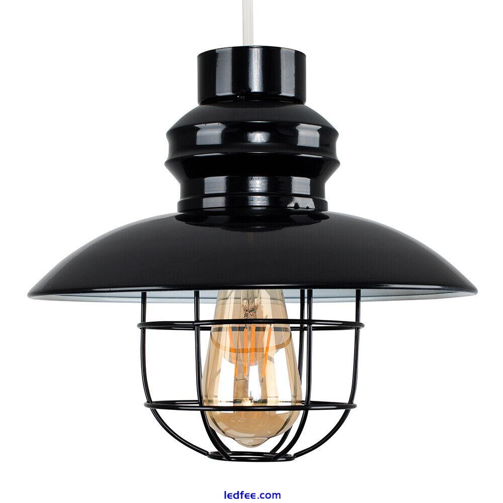 Industrial Metal Ceiling Pendant Light Shade Easy Fit Lampshade Kitchen LED Bulb 1 