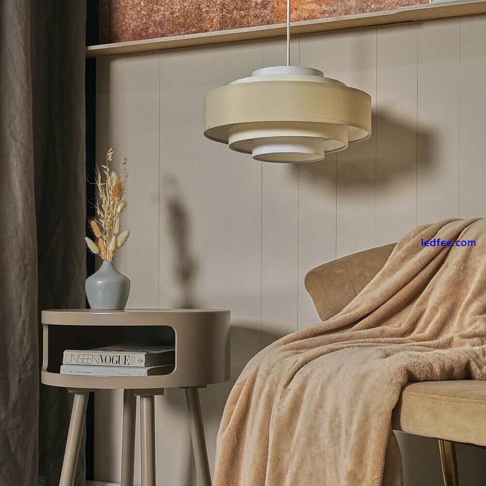 35cm Tiered Ceiling Pendant Light Shade Easy Fit Fabric Lampshade LED Bulb Lamp 3 