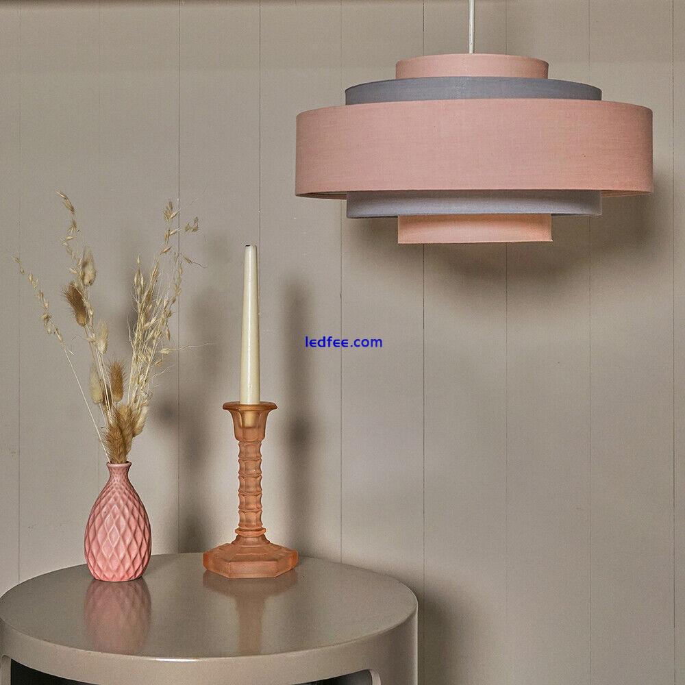 35cm Tiered Ceiling Pendant Light Shade Easy Fit Fabric Lampshade LED Bulb Lamp 5 