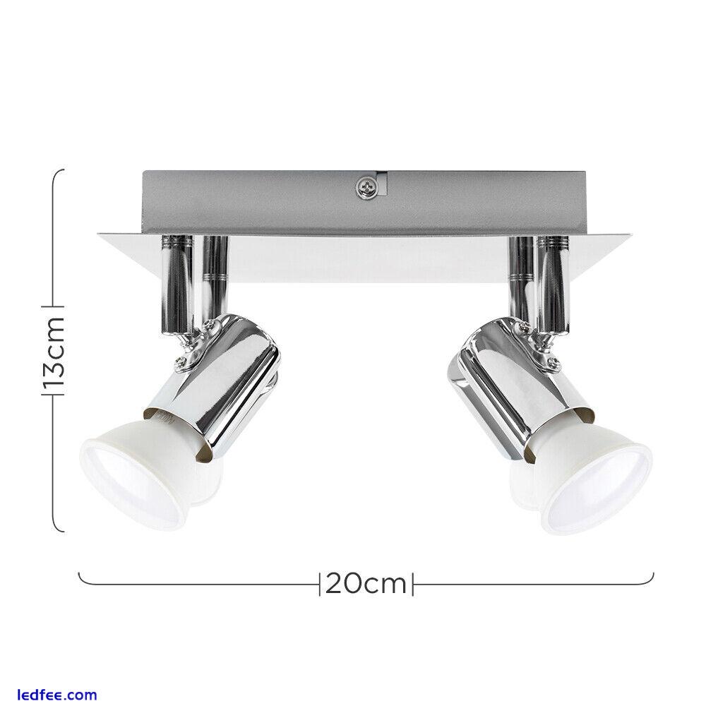 Adjustable 4 Way Ceiling Spotlight Fitting Chrome / Black LED GU10 Kitchen Light 2 