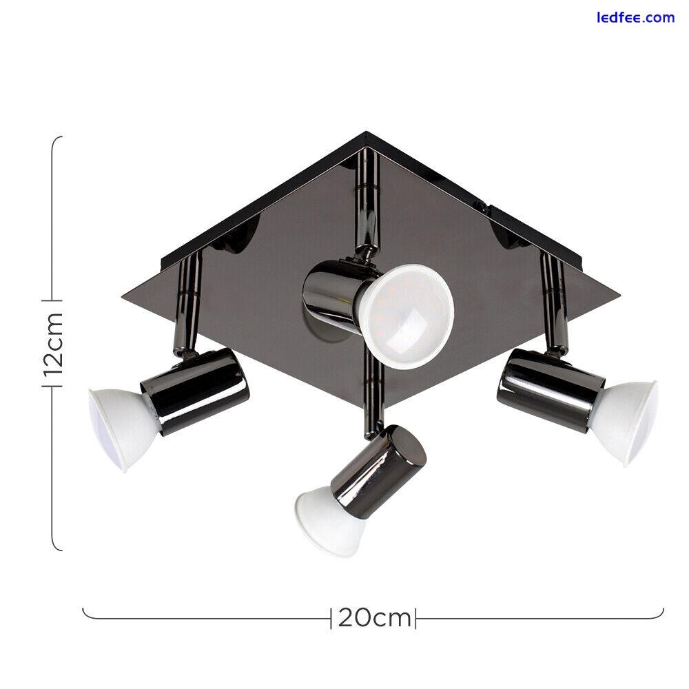 Adjustable 4 Way Ceiling Spotlight Fitting Chrome / Black LED GU10 Kitchen Light 0 