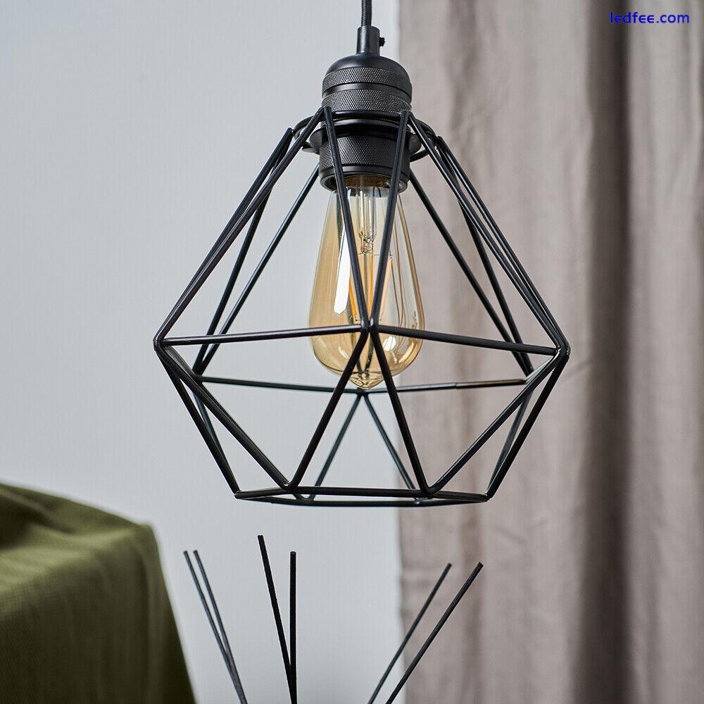 Ceiling Light Shade Geometric Pendant Lampshade Lamp Industrial Cage Vintage LED 4 
