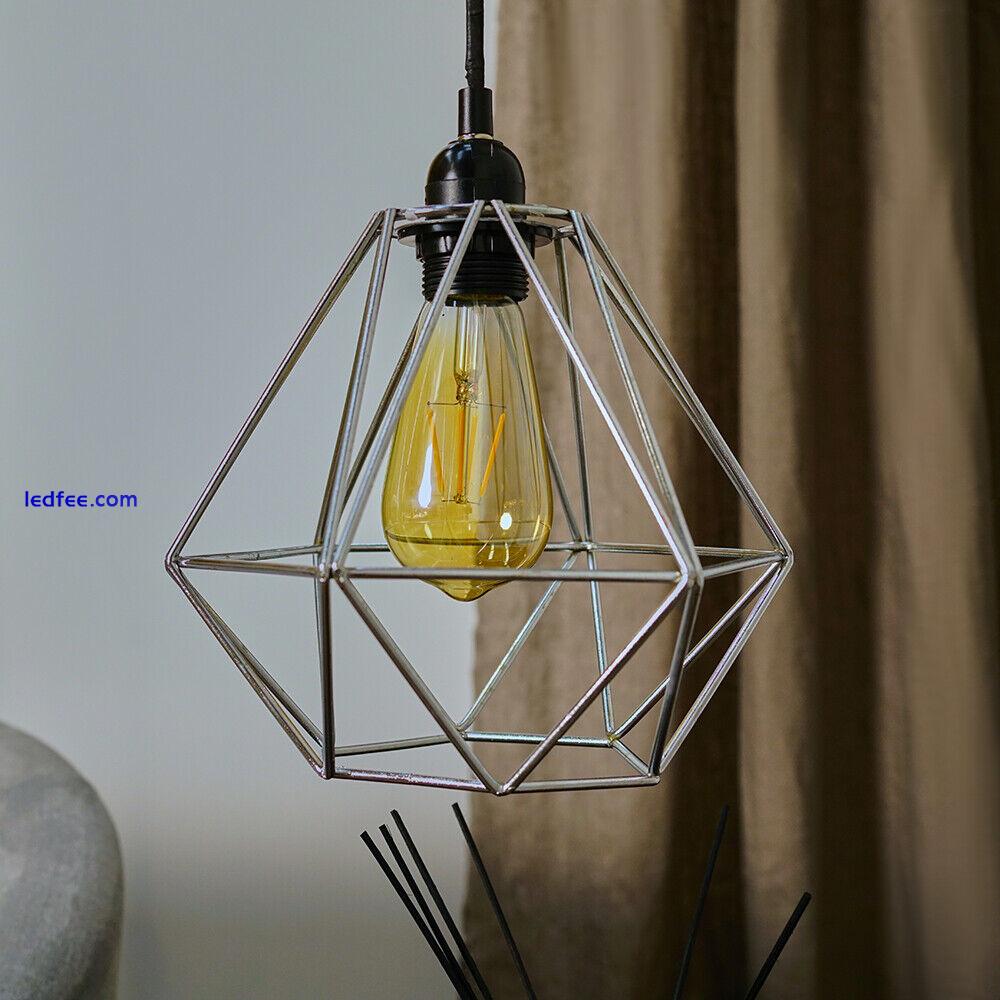 Ceiling Light Shade Geometric Pendant Lampshade Lamp Industrial Cage Vintage LED 2 