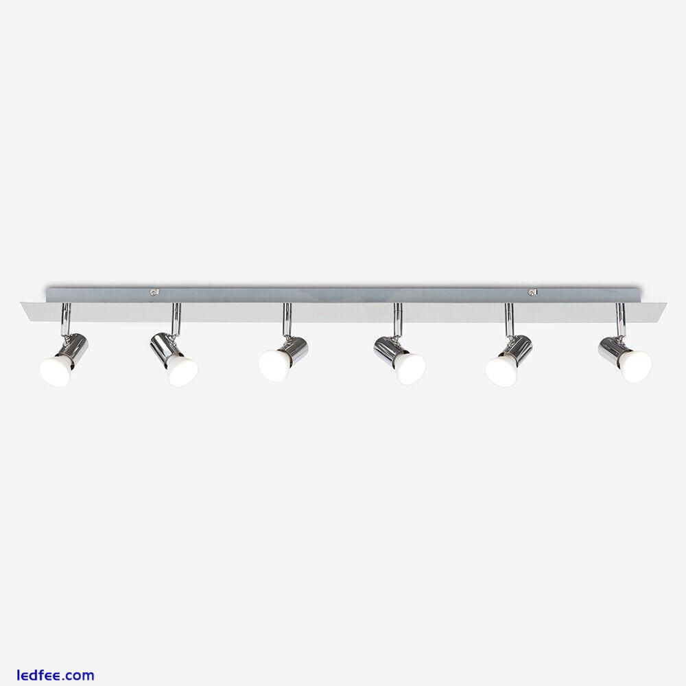 Ceiling Light Fitting 6 Way Spotlight Bar Adjustable Heads LED Bulb Lighting 4 