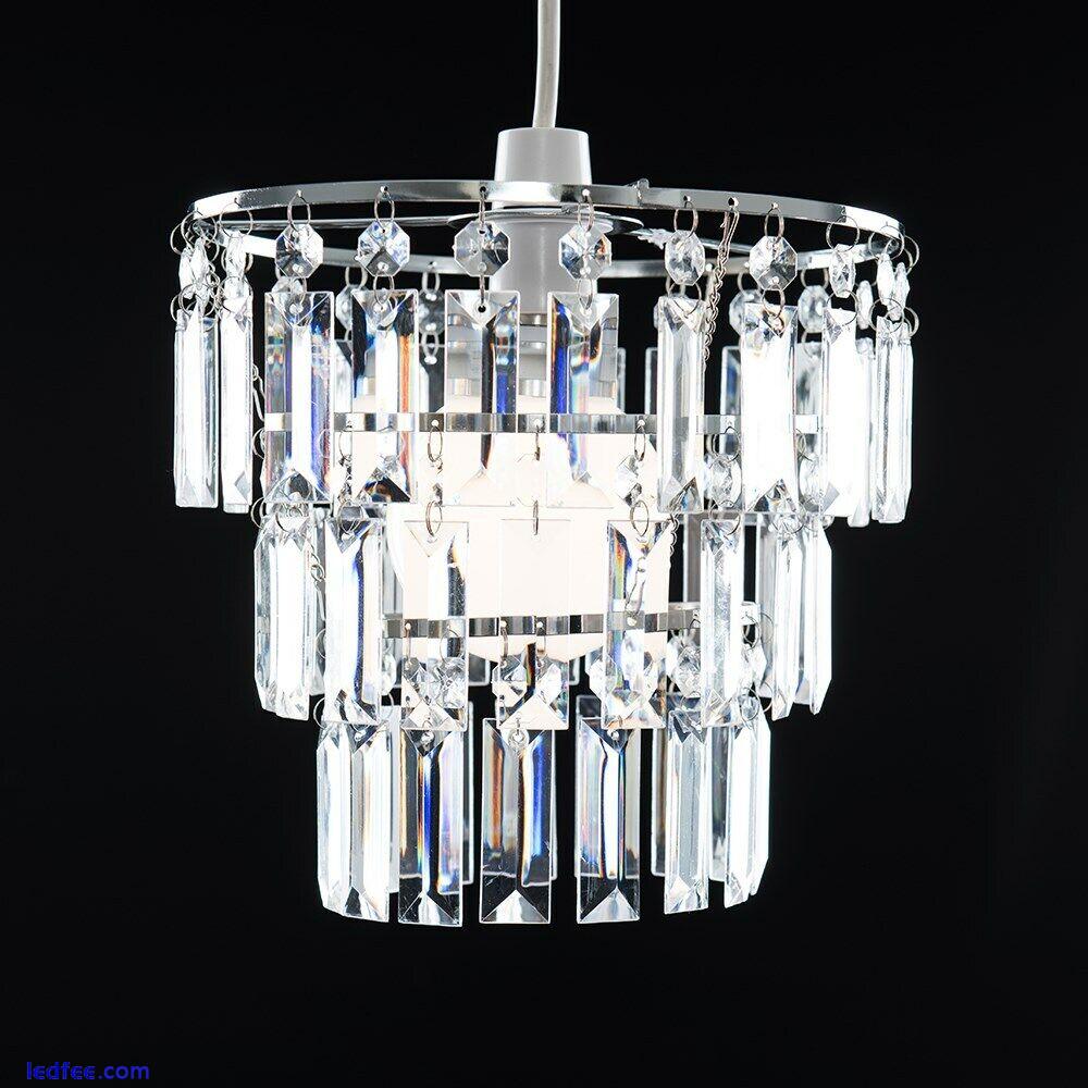 Lampshade Ceiling Pendant Light Shade Acrylic Crystal Easy Fit Chandelier Modern 2 