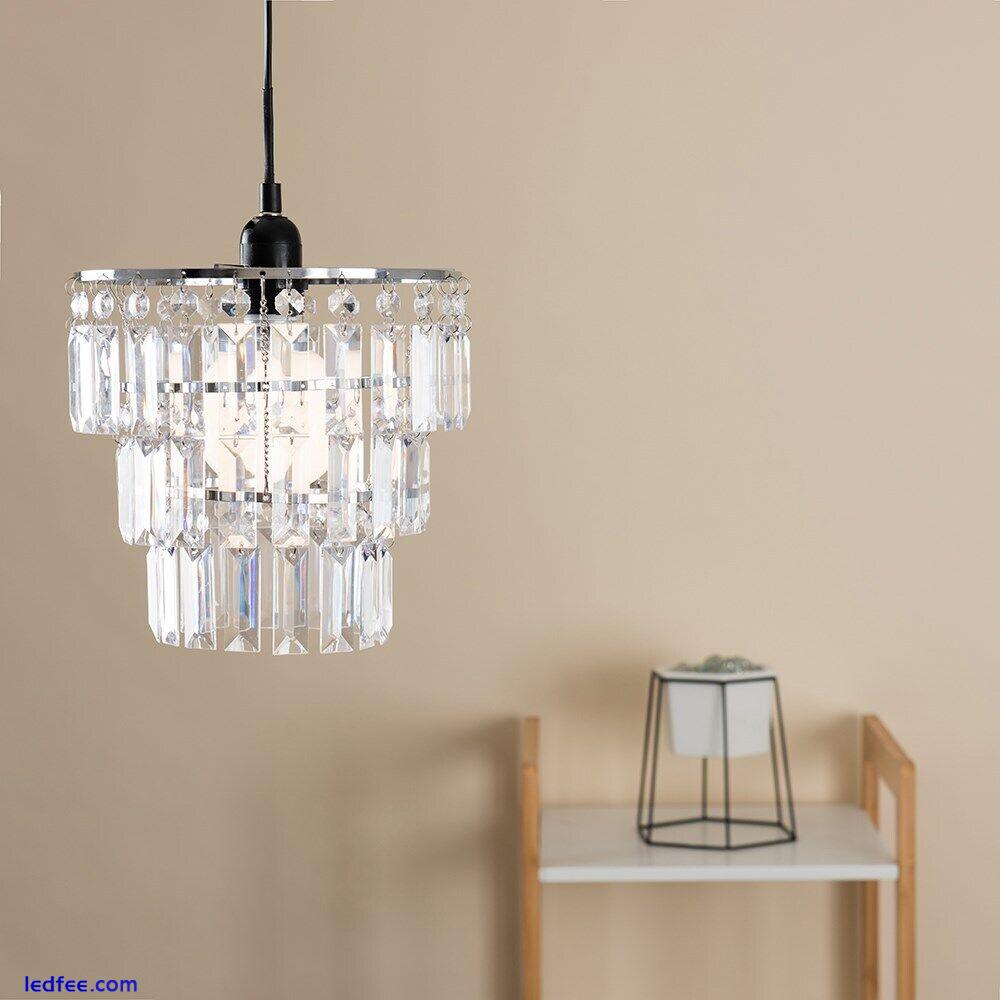 Lampshade Ceiling Pendant Light Shade Acrylic Crystal Easy Fit Chandelier Modern 4 