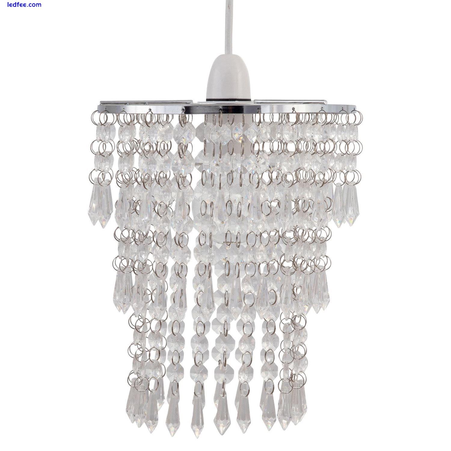 Clear Jewelled Ceiling Light Shade Pendant Modern Acrylic Crystal Lightshade 0 