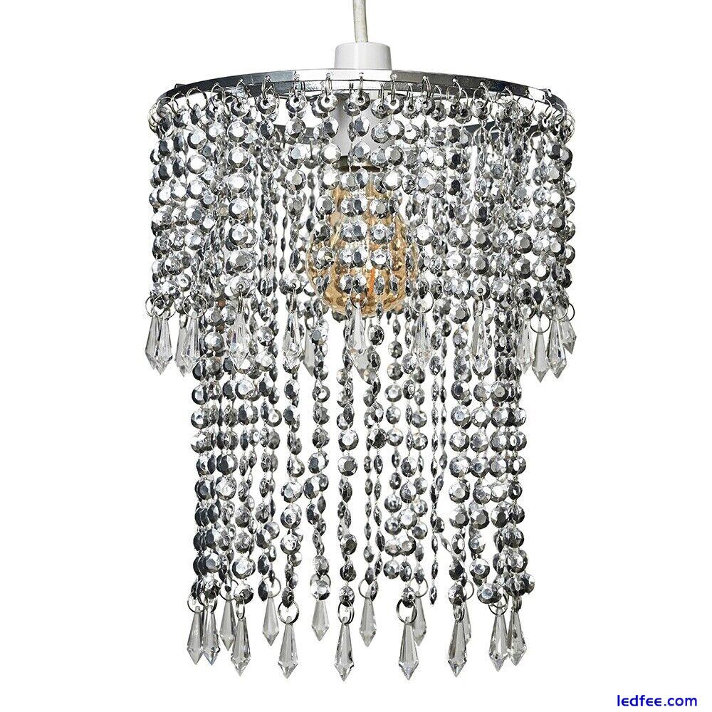 Ceiling Light Shade Pendant Lampshade Jewel Crystal Effect Easy Fit Chandelier 3 