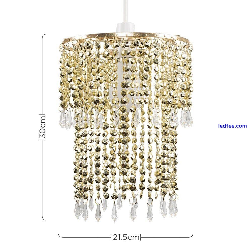 Ceiling Light Shade Pendant Lampshade Jewel Crystal Effect Easy Fit Chandelier 2 