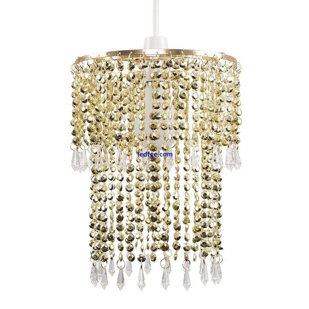 Ceiling Light Shade Pendant Lampshade Jewel Crystal Effect Easy Fit Chandelier 0 