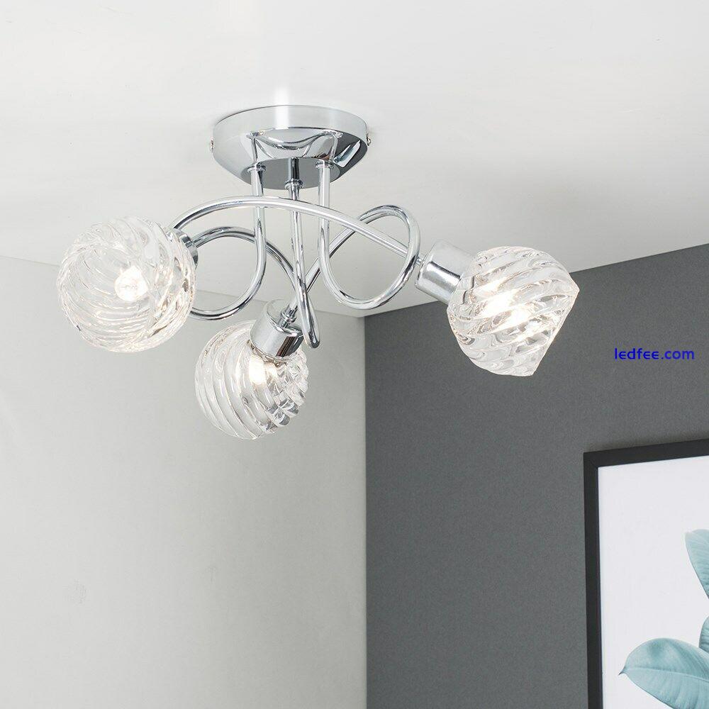 Ceiling Light Fitting 3 Way Chrome Spotlight Swirl Glass Lampshades Home Lights 0 
