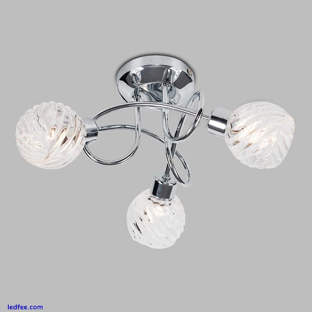Ceiling Light Fitting 3 Way Chrome Spotlight Swirl Glass Lampshades Home Lights 3 