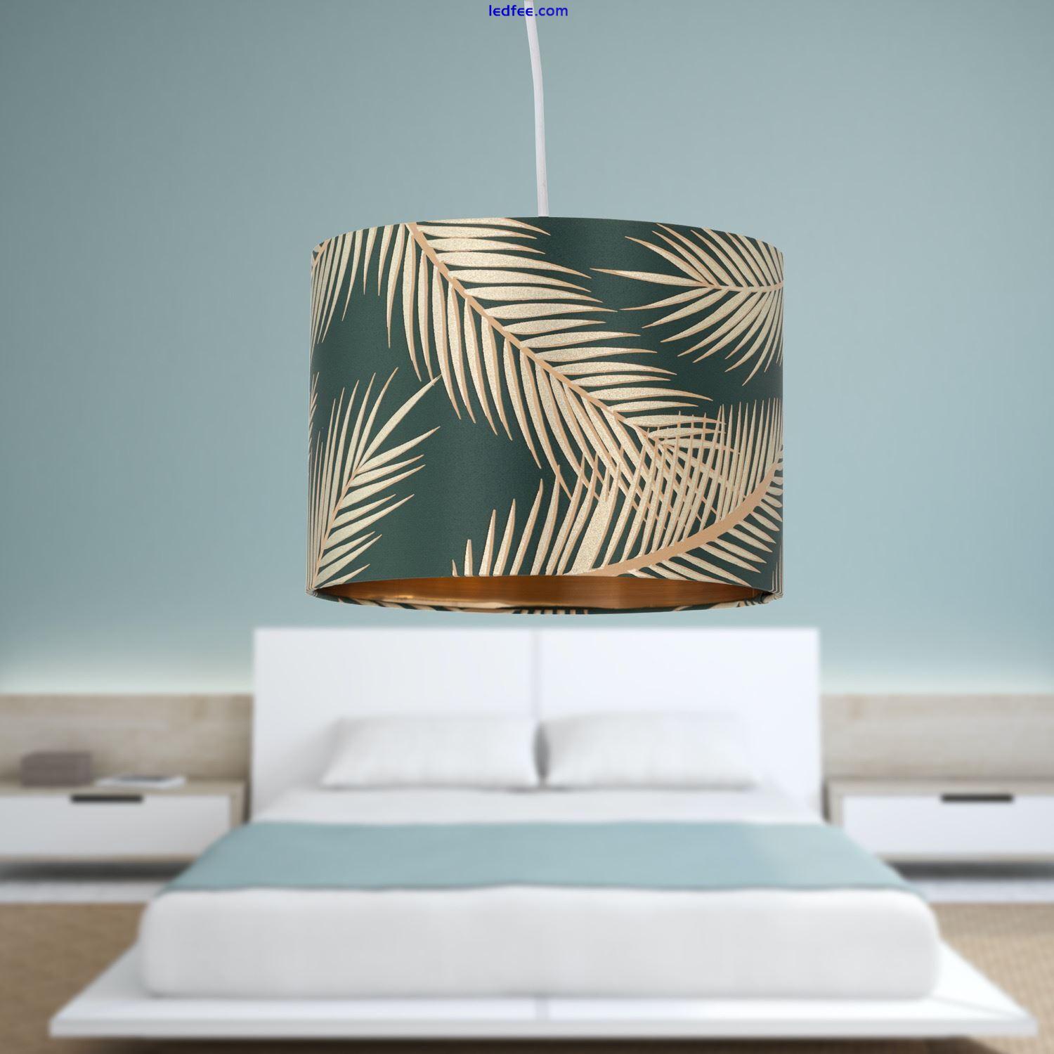 Ceiling Light Shade 25cm Pendant Lampshade Dark Green Tropical Gold Leaf Design 5 