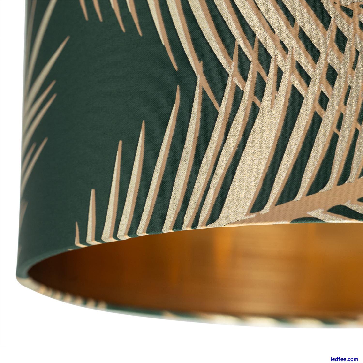 Ceiling Light Shade 25cm Pendant Lampshade Dark Green Tropical Gold Leaf Design 3 