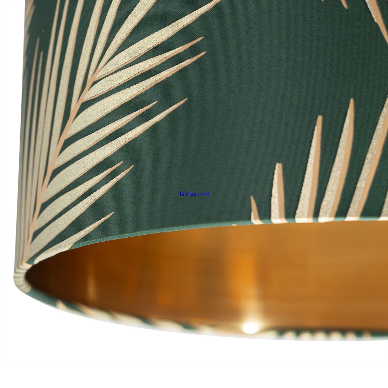 Ceiling Light Shade 25cm Pendant Lampshade Dark Green Tropical Gold Leaf Design 2 