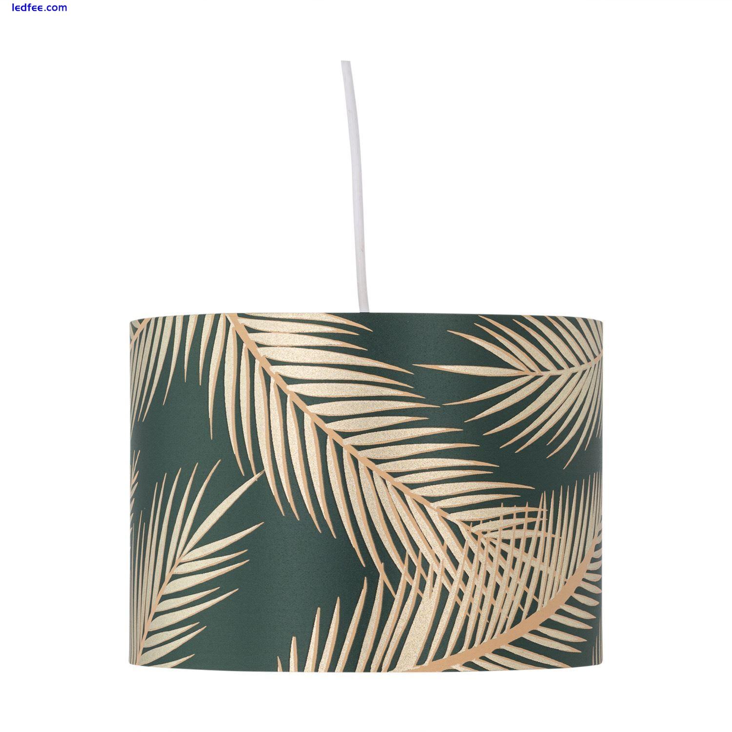 Ceiling Light Shade 25cm Pendant Lampshade Dark Green Tropical Gold Leaf Design 0 
