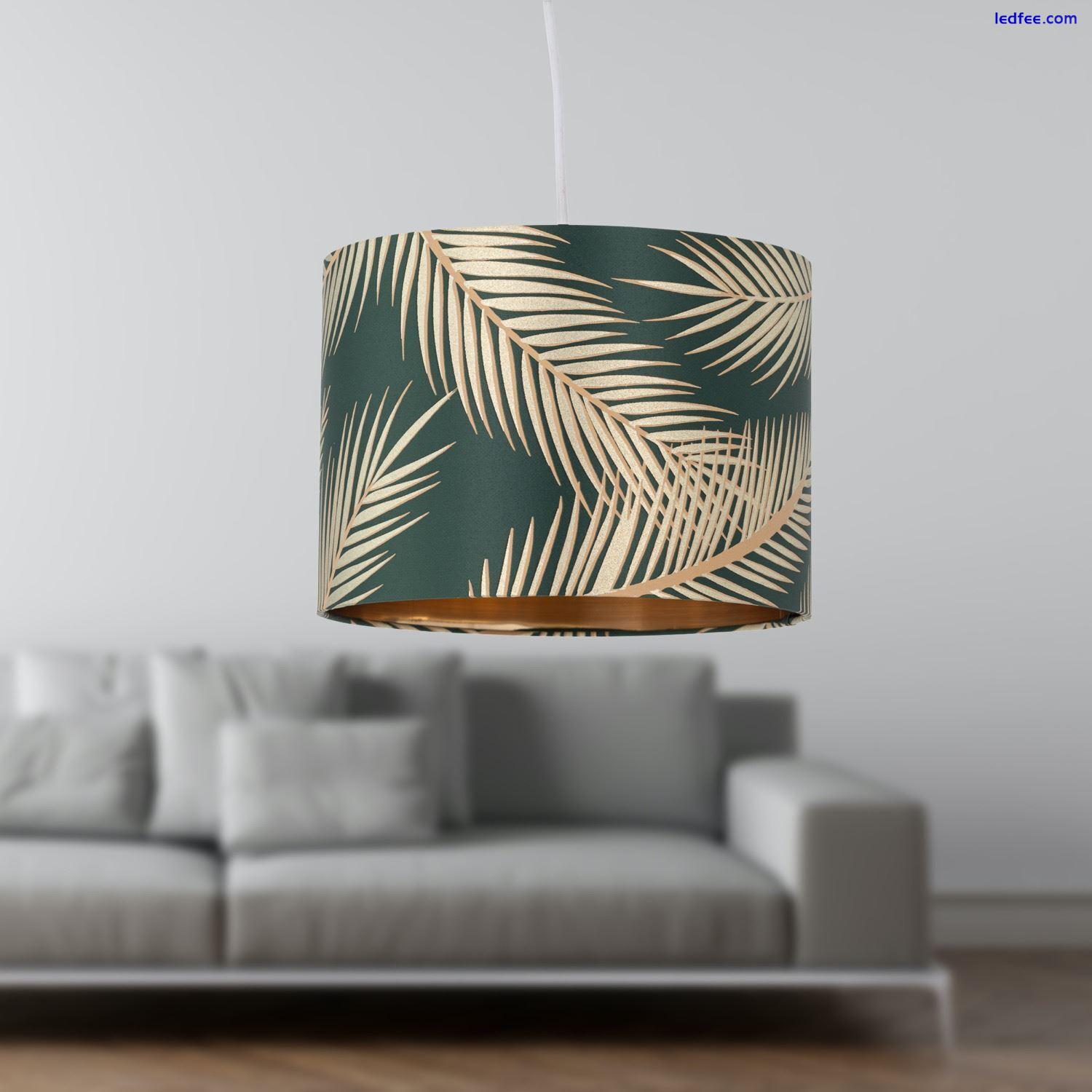 Ceiling Light Shade 25cm Pendant Lampshade Dark Green Tropical Gold Leaf Design 4 