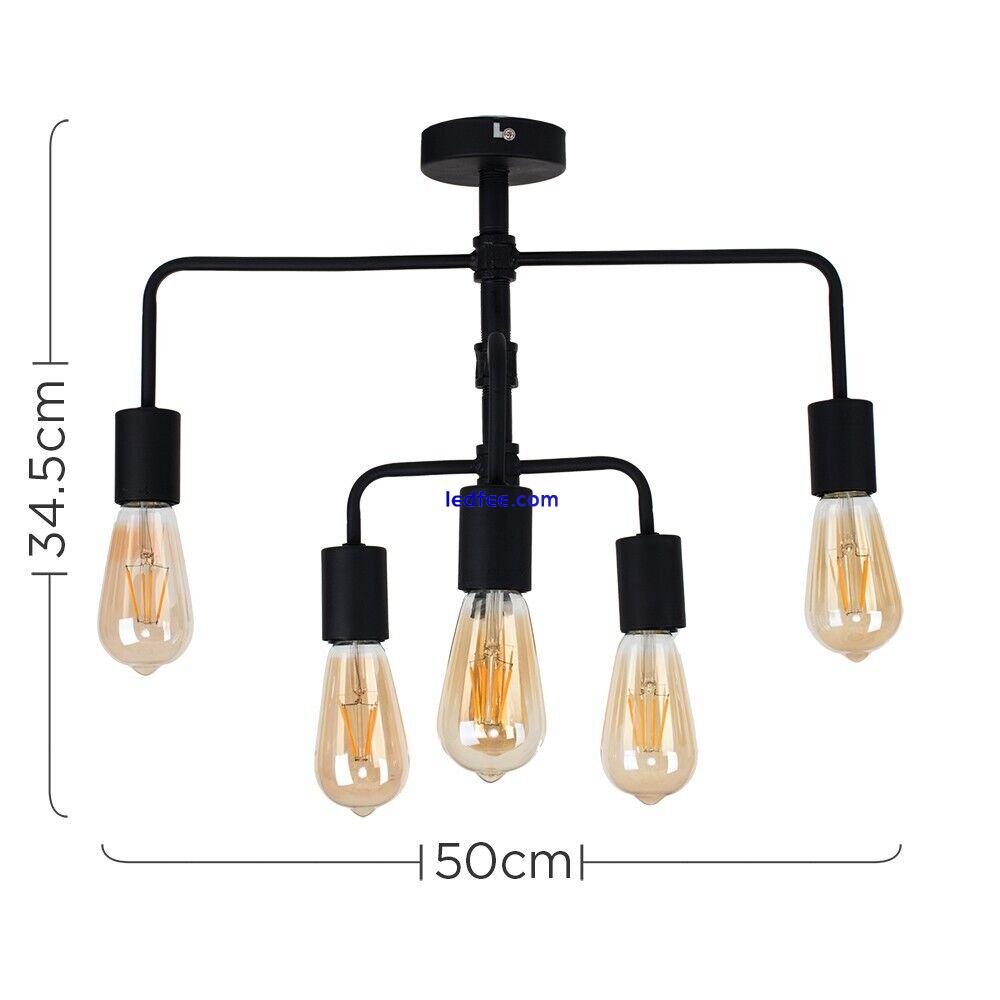 Black Metal LED 6 Way Ceiling Light Fitting Industrial Bar Vintage LED Bulbs 3 