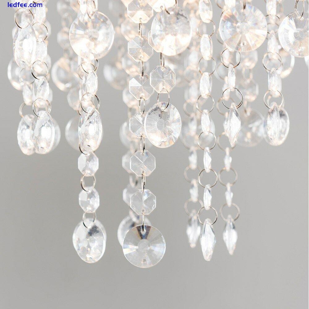 Easy Fit Ceiling Light Shade Glitter Drum Lampshade Jewels Droplets LED Bulb 1 