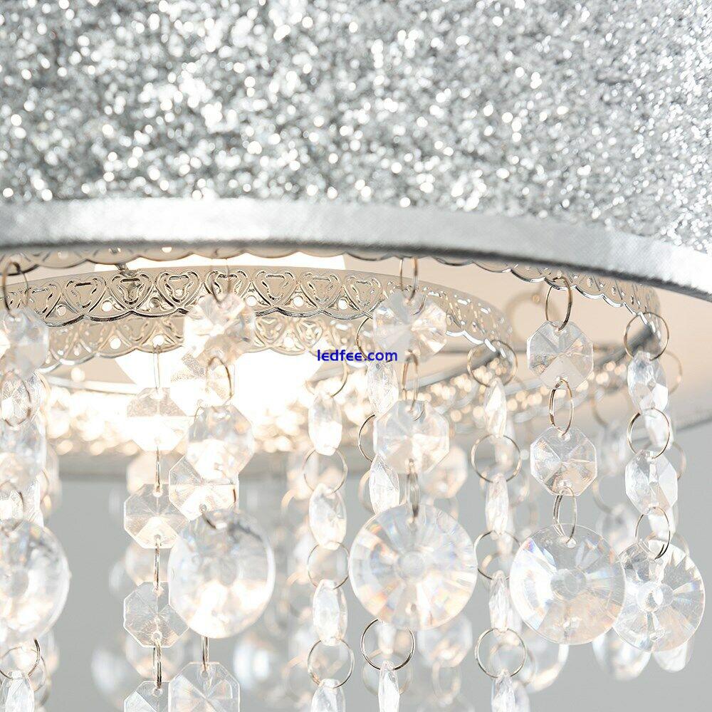 Easy Fit Ceiling Light Shade Glitter Drum Lampshade Jewels Droplets LED Bulb 2 