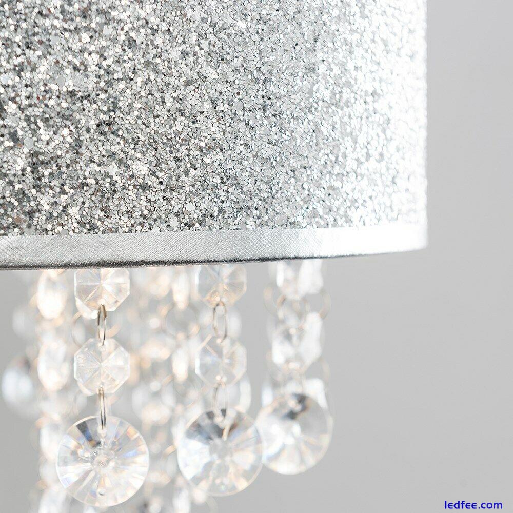 Easy Fit Ceiling Light Shade Glitter Drum Lampshade Jewels Droplets LED Bulb 4 