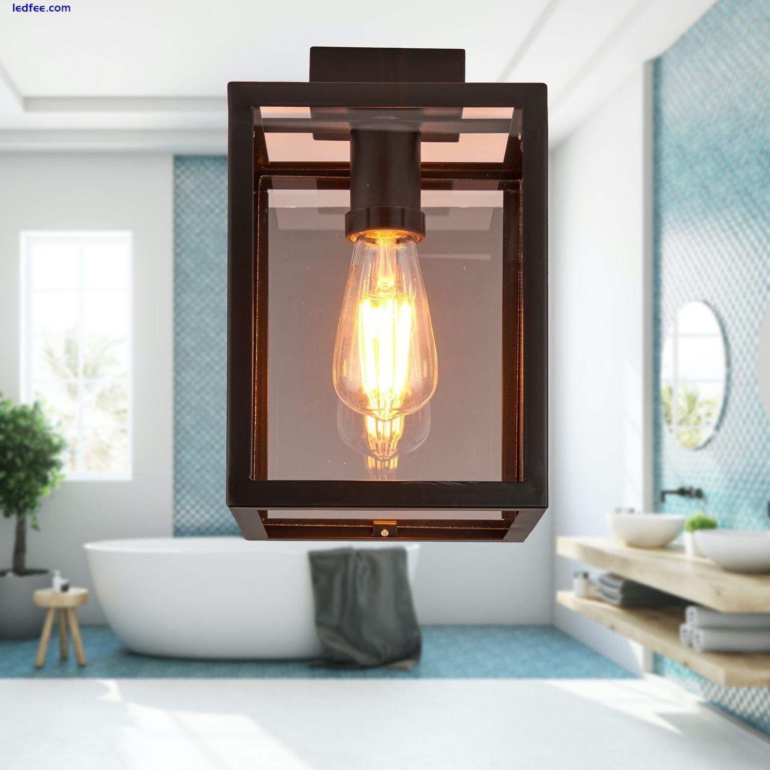 Modern Black Ceiling Flush Light Fitting IP44 Rated Bathroom Outdoor Porch 3 