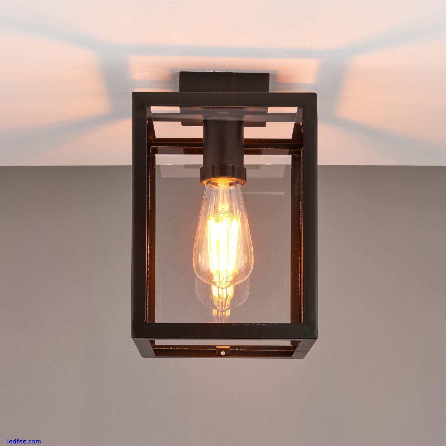 Modern Black Ceiling Flush Light Fitting IP44 Rated Bathroom Outdoor Porch 0 