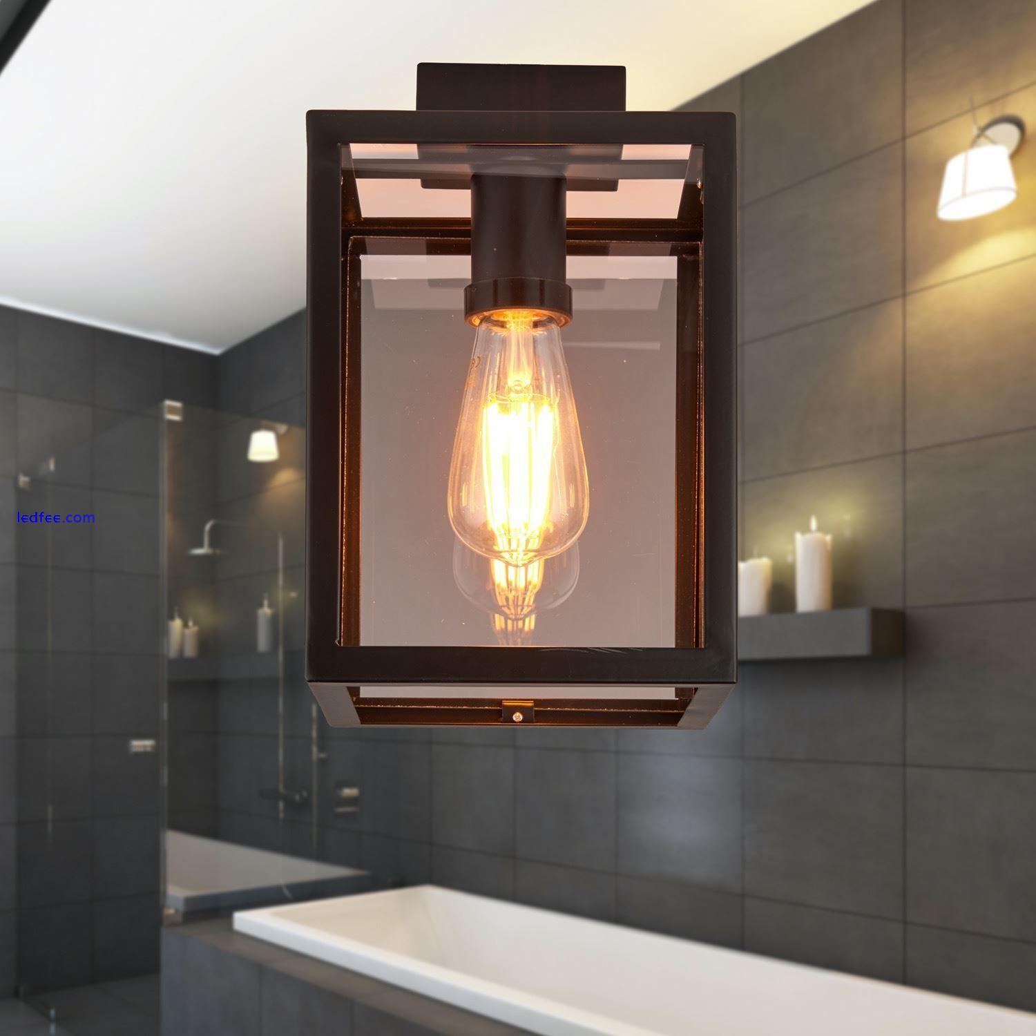 Modern Black Ceiling Flush Light Fitting IP44 Rated Bathroom Outdoor Porch 2 