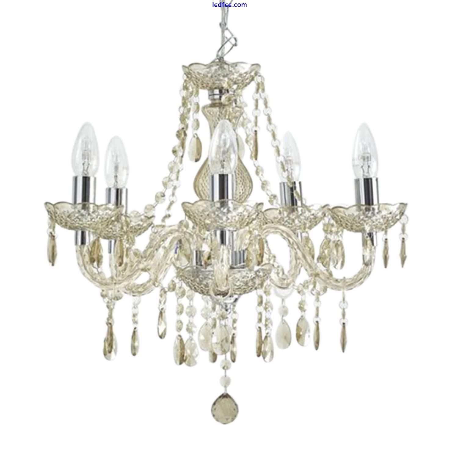 Marie Therese Chandelier Ceiling Light Crystal Effect 5 Arm - Champagne 0 