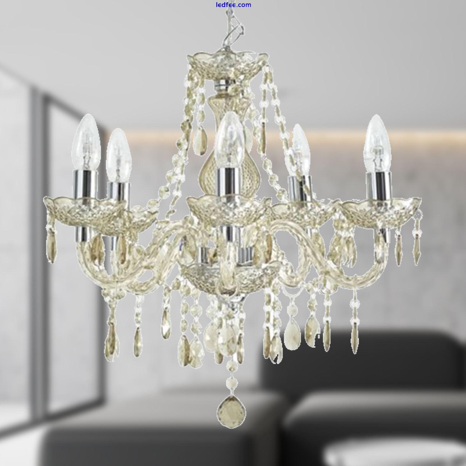 Marie Therese Chandelier Ceiling Light Crystal Effect 5 Arm - Champagne 2 