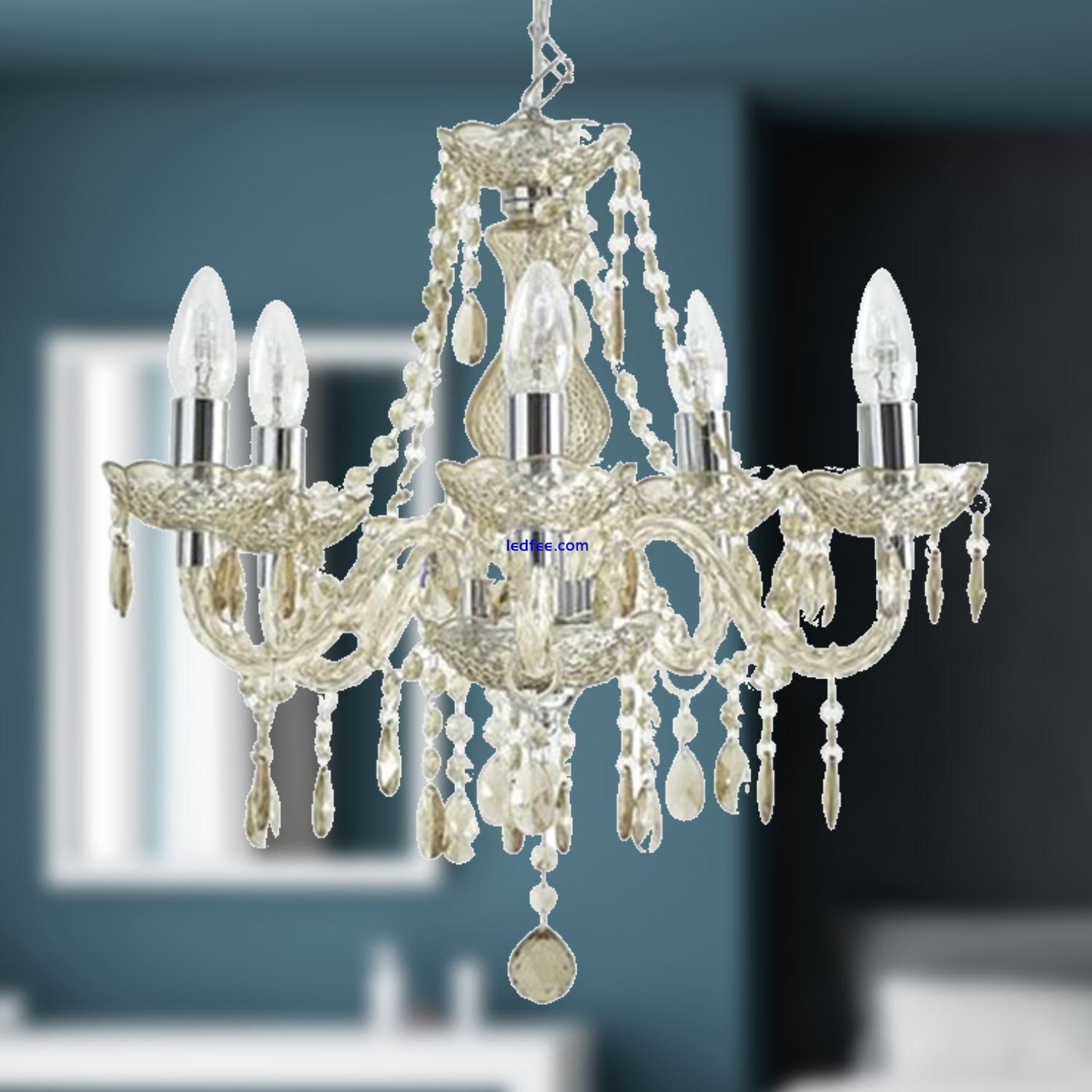 Marie Therese Chandelier Ceiling Light Crystal Effect 5 Arm - Champagne 3 