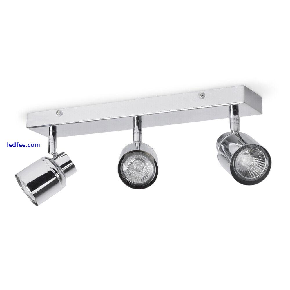 IP44 Metal Bathroom Ceiling Spotlight Bar 3 Way Polished Chrome Adjustable Light 0 