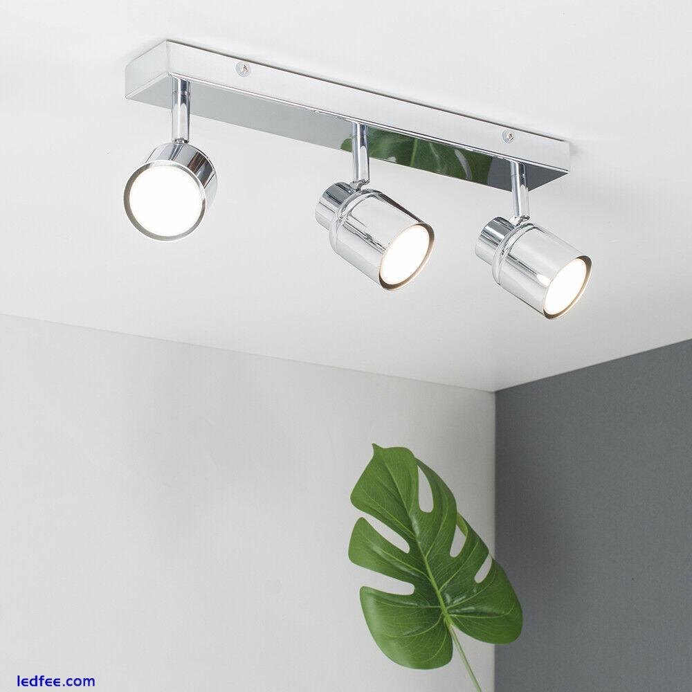 IP44 Metal Bathroom Ceiling Spotlight Bar 3 Way Polished Chrome Adjustable Light 2 