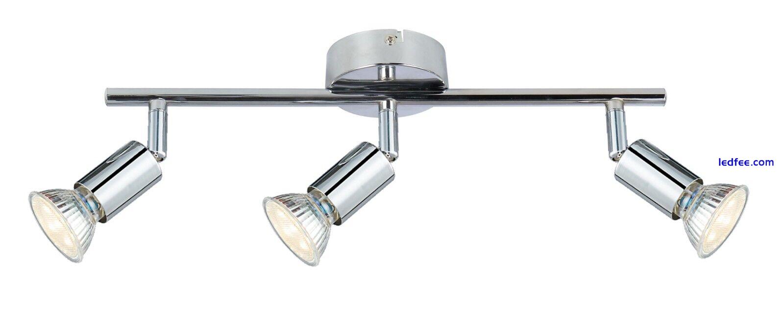 3 Way Modern Ceiling Spotlights GU10 Bulbs Adjustable LED Kitchen Bar Fitting 4 