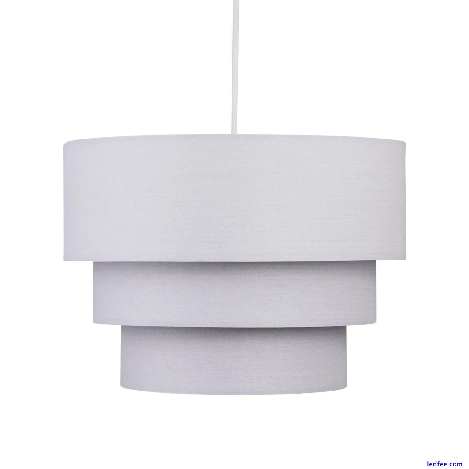 Pair of Light Grey Easy Fit Ceiling Light Shades 3 Tier Ceiling Pendant Shades 0 