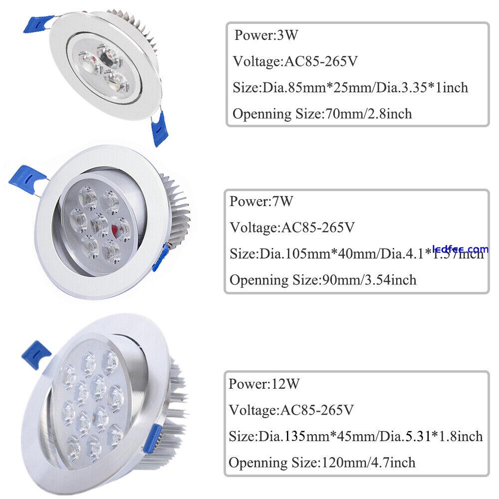 3W 7W 12W LED Ceiling Lamp Downlight Recessed Spotlight AC85-265V Home Lighting 5 